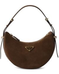 Prada - Mini Arqué Suede Shoulder Bag - Lyst