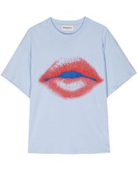 Sonia Rykiel - Lips-print Cotton T-shirt - Lyst