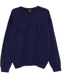 A.P.C. - Logo-Detail Crew-Neck Sweater - Lyst