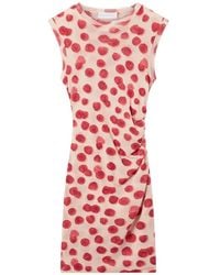 Stella McCartney - Robe Courte Froncée À Imprimé Framboise - Lyst