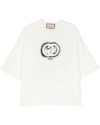 Gucci - Katoenen T-shirt Met GG-logo Print - Lyst