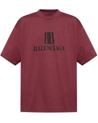 Balenciaga - Bordeaux T-Shirts Und Polos Gerippt Regular Fit - Lyst