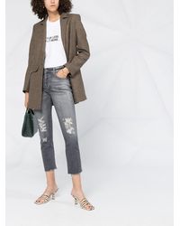 7 For All Mankind Cropped-Jeans im Distressed-Look - Grau