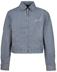 Jacquemus - Giacca Denim Con Logo E Zip - Lyst