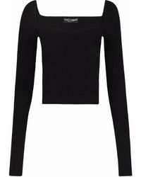 Dolce & Gabbana - Ribbed-Knit Square-Neck Jumper - Lyst
