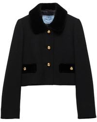 Prada - Wool Shearling-Trim Jacket - Lyst