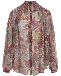 Etro - Blouse Met Hoge Hals En Paisley-Print - Lyst