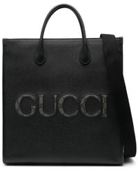 Gucci - Leren Shopper Met Logo-reliëf - Lyst