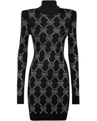 Philipp Plein - Crystal-Embellished Monogram Mini Dress - Lyst