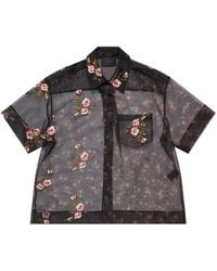 Simone Rocha - Floral-Embroidered Sheer Shirt - Lyst
