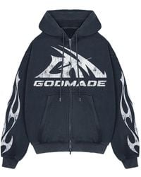 GODMADE - Logo-Print Flame-Detail Hoodie - Lyst