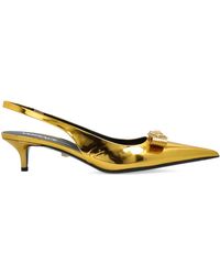 Versace - Slingback-Pumps im Metallic-Look - Lyst