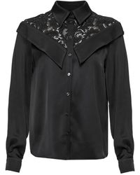Nissa - Chemise En Satin Viscose À Empiècements En Dentelle - Lyst