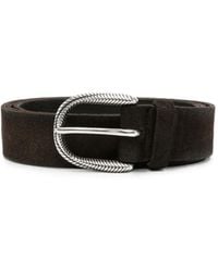Orciani - Engraved-Buckle Suede Belt - Lyst