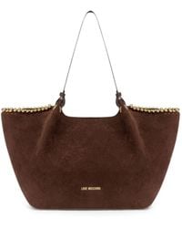 Love Moschino - Stud-Embellished Faux-Suede Shoulder Bag - Lyst