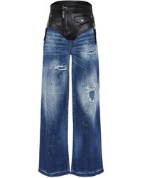 DSquared² - Panelled Wide-Leg Jeans - Lyst