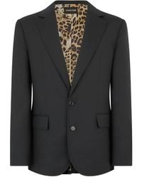 Roberto Cavalli - Leopard-Print Lining Wool Blazer - Lyst