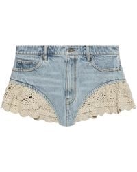 FRAME - The Crochet Denim Shorts - Lyst