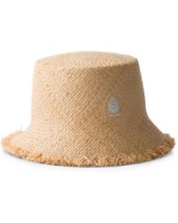 Prada - Raffia Bucket Hat - Lyst