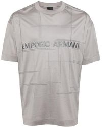 Emporio Armani - Logo-embroidered Stitch-detail T-shirt - Lyst