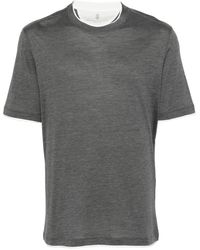 Brunello Cucinelli - T-Shirt mit Kanten im Layering-Look - Lyst