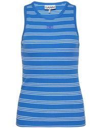 Ganni - Tank Top With Stripes - Lyst