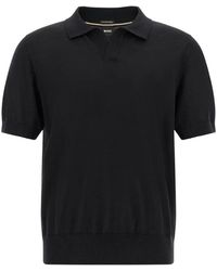 BOSS - Merino Wool Knit Polo With Johnny Collar - Lyst