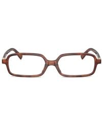 Miu Miu - Tortoiseshell-Pattern Rectangle-Frame Glasses - Lyst