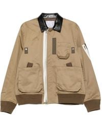 Sacai - Leather-Collar Panelled Jacket - Lyst