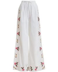 Essentiel Antwerp - Floral-Embroidered Cut-Out Trousers - Lyst