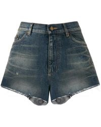 Saint Laurent - High-Waisted Denim Shorts - Lyst