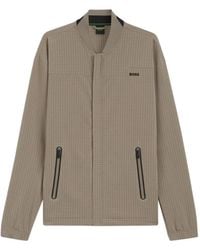 BOSS - Check-Pattern Bomber Jacket - Lyst