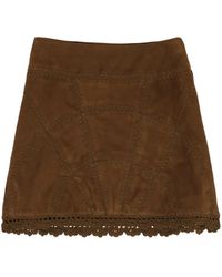 Bimba Y Lola - Crochet-Trim Suede Mini Skirt - Lyst