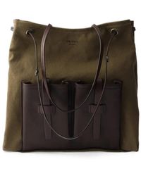 Prada - Route Large Canvas And Leather Bag - Lyst