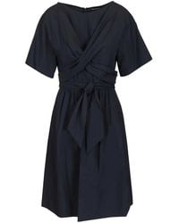 Emporio Armani - V-Neck Belted Midi Dress - Lyst