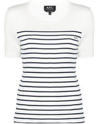 A.P.C. - Striped Cotton T-shirt - Lyst