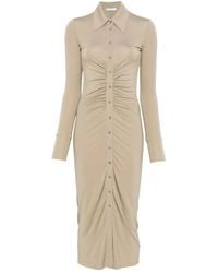 Patrizia Pepe - Button-Front Draped Midi Dress - Lyst