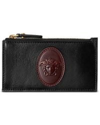 Versace - Roomy Leather Zip Card Holder - Lyst