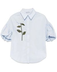 Dice Kayek - Popeline Blouse Met Geborduurde Bloemen - Lyst