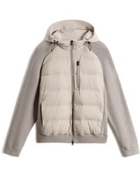 Woolrich - Quilted Knitted-Panel Coat - Lyst