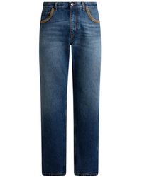 Etro - Straight-Leg Cotton Denim Jeans With Contrasting Details - Lyst