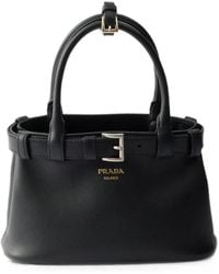 Prada - Buckle Small Leather Bag With Belt - Lyst