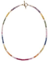 Lizzie Fortunato - 14kt Gelbgoldhalskette mit Saphir - Lyst