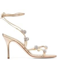 Manolo Blahnik - Elsaka Crystal-Embellished Strappy Sandals - Lyst