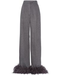 Prada - Feather-trim Cashmere Trousers - Lyst