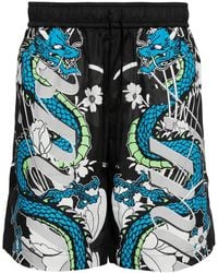 Amiri - Dragon-Print Cotton Track Shorts - Lyst