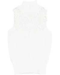 Ermanno Scervino - Top Met Hoge Hals En Kanten Vlakken - Lyst