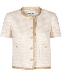 Miu Miu - Check-pattern Tweed Jacket - Lyst