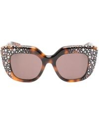 Gucci - Crystal-Embellished Square-Frame Sunglasses - Lyst