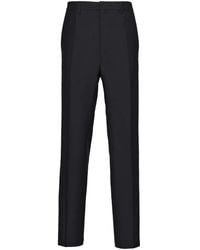 Prada - Pantalon En Laine Mélangée À Plaque Logo - Lyst